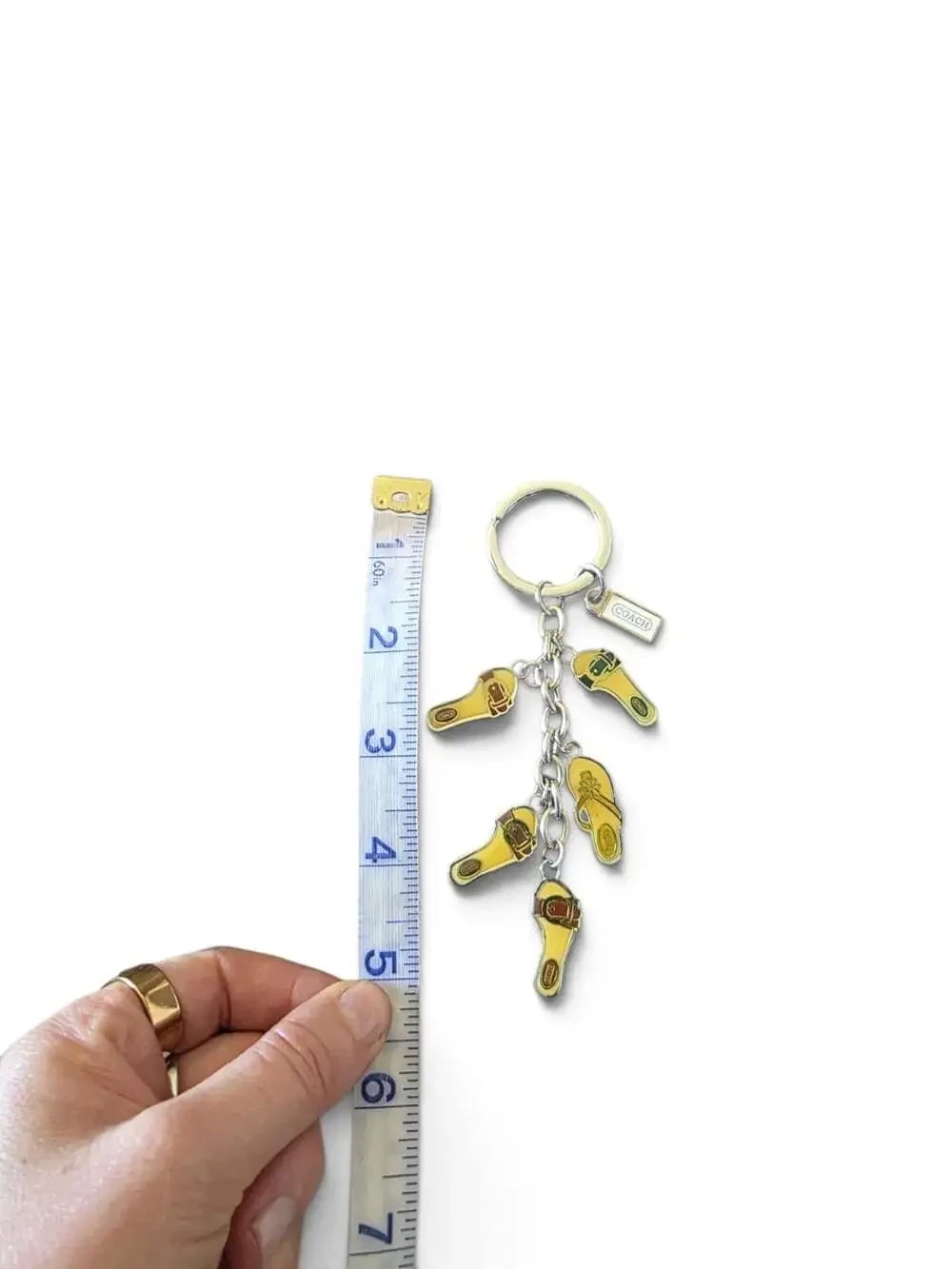 Vintage Coach Yellow Enamel Sandal Flip Flop Charm Keychain Bag Charm Y2K Rare
